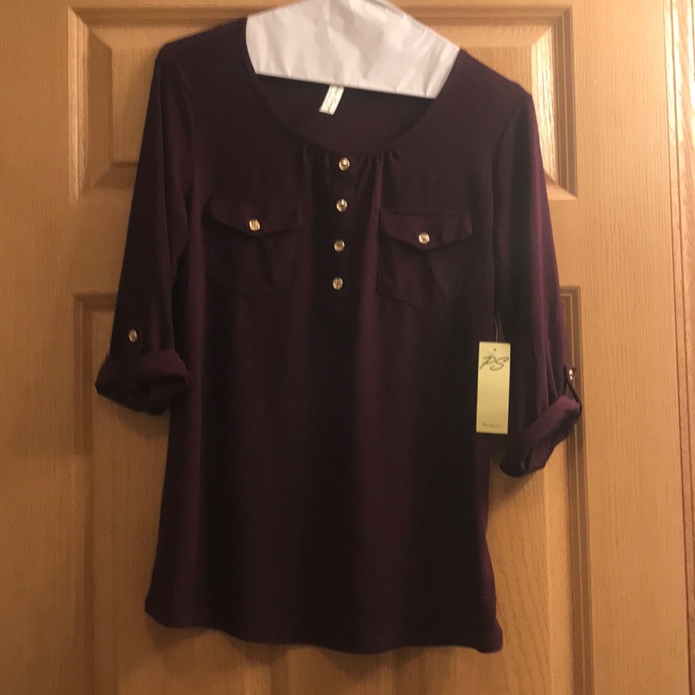 Purple Shirt with Gold Buttons